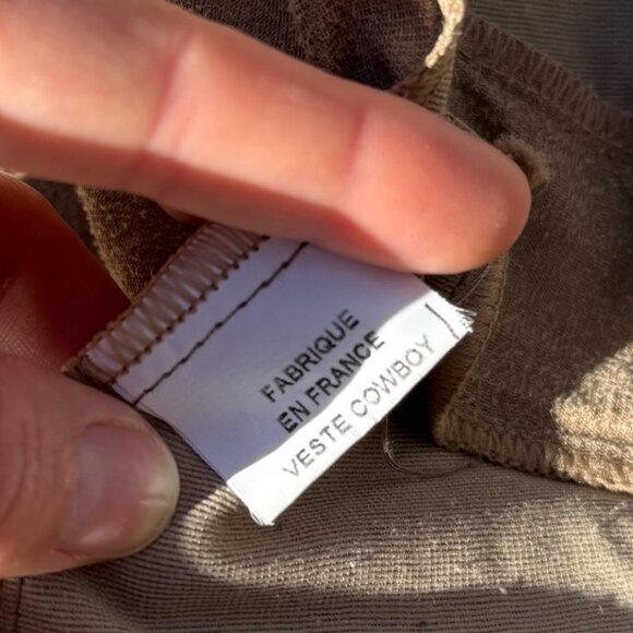 Extenzo Paris Faux Tan Suede Cowboy Jacket French Fashion Size 40 - Picture 12 of 13